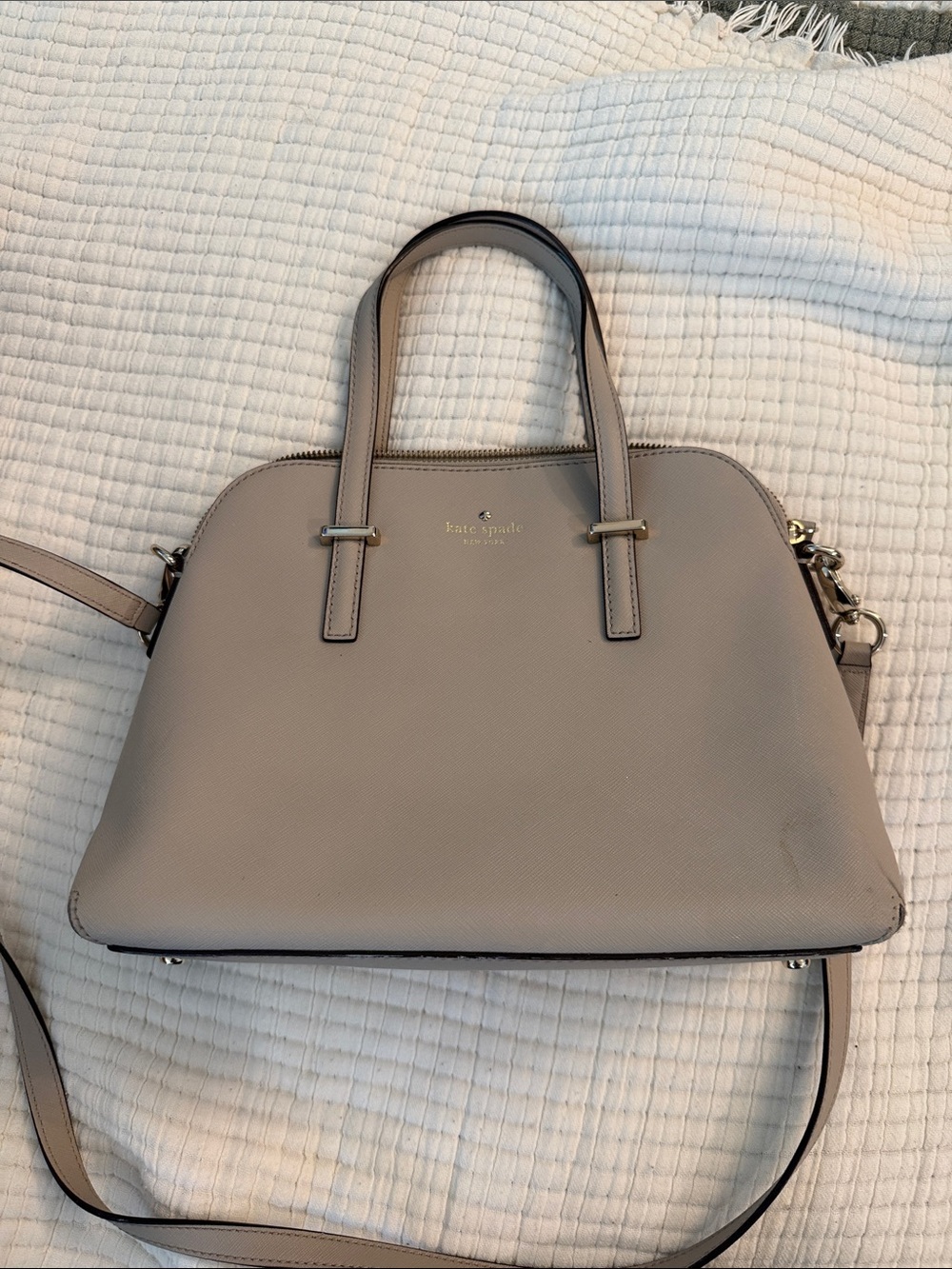 kate spade taupe dome satchel with detachable strap